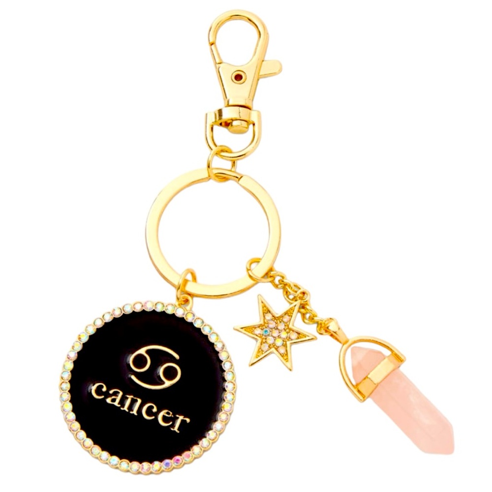 Gold Mystical Gem Zodiac Keychain - Cancer - NWT
